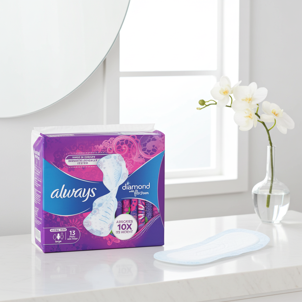 Always Diamond Ultra Thin Sanitary Pads 13 Pads – Premium Protection with Odour Neutraliser