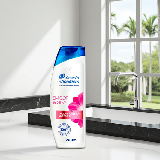 Head & Shoulders Smooth & Silky Anti-Dandruff Shampoo 200ml – Flake-Free, Silky Smooth Hair