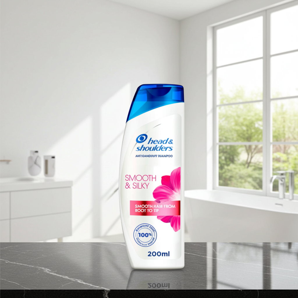 Head & Shoulders Smooth & Silky Anti-Dandruff Shampoo 200ml – Flake-Free, Silky Smooth Hair