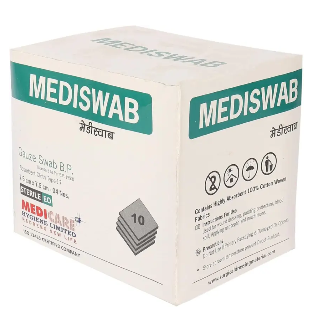 Gauze Swab N/S 7.5*7.5cm 8ply 100x1"s-Medicare