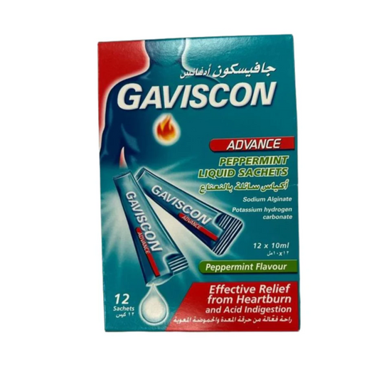 Gaviscon Advance Peppermint Liquid Sachets, 12 Pieces