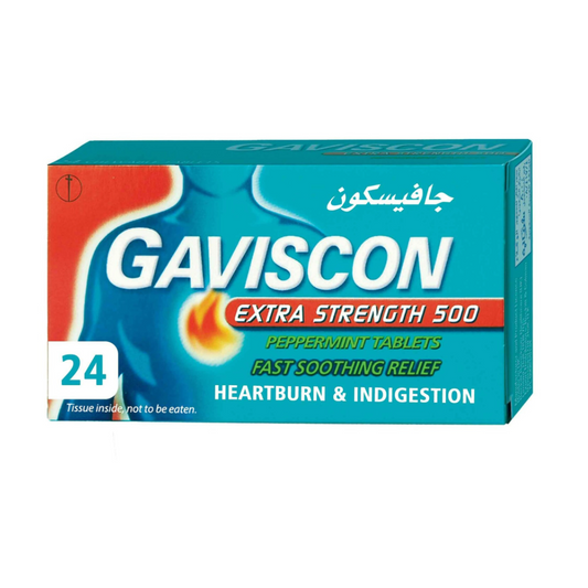 Gaviscon Extra Strenght 500 Peppermint Tablets, 24 Tablets