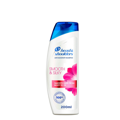 Head & Shoulders Smooth & Silky Anti-Dandruff Shampoo 200ml – Flake-Free, Silky Smooth Hair