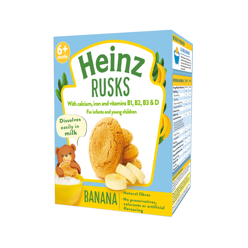Heinz Rusks Banana Flavour with Calcium, Iron & Vitamins, 6+ Months, 300G