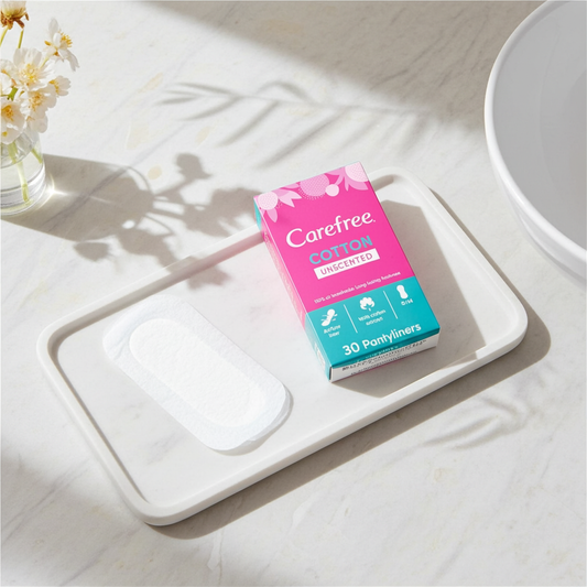 Carefree Cotton Feel Unscented Normal Panty Liners 30 Liners – Breathable Daily Freshness