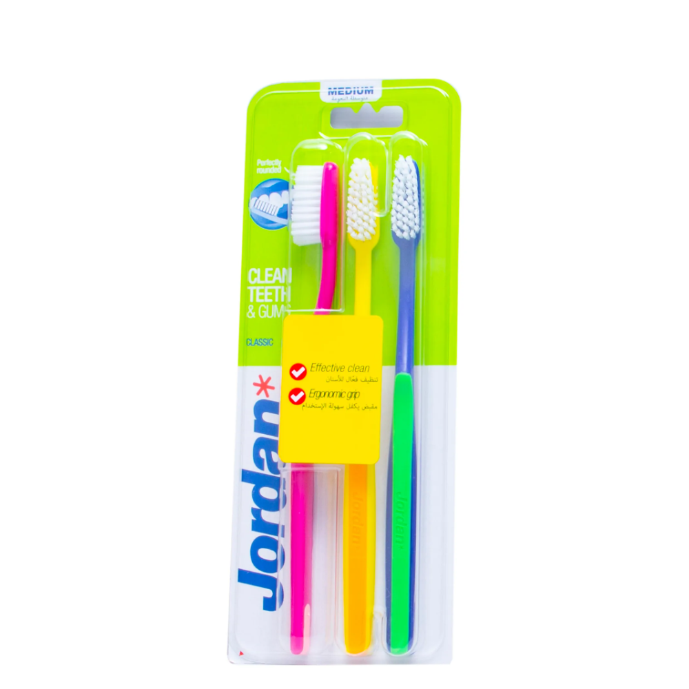 Jordan Classic Assorted Soft Toothbrushes, 3 Pieces