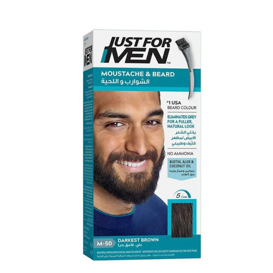 Just For Men Mustache & Beard Hair Coloring Darkest Brown M-50, 1 Pack