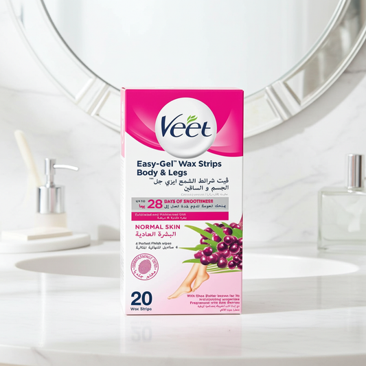 Veet Easy-Gel Wax Strips with Shea Butter & Acai Berries for Normal Skin 20 Strips