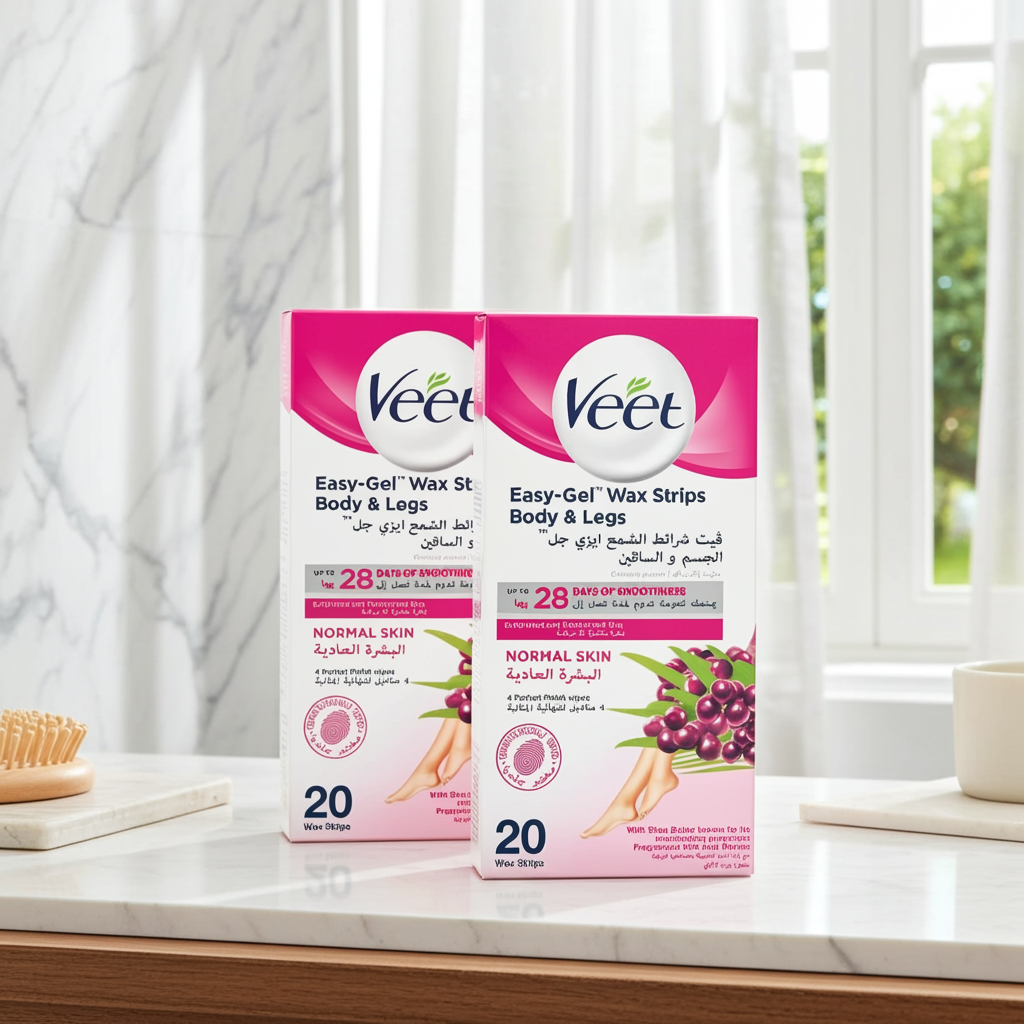 Veet Easy-Gel Wax Strips with Shea Butter & Acai Berries for Normal Skin 20 Strips