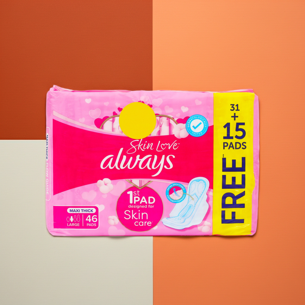 Always Pink Skin Love Sanitary Pads 46 Pads – Skin-Friendly Protection with SoftDry Technology
