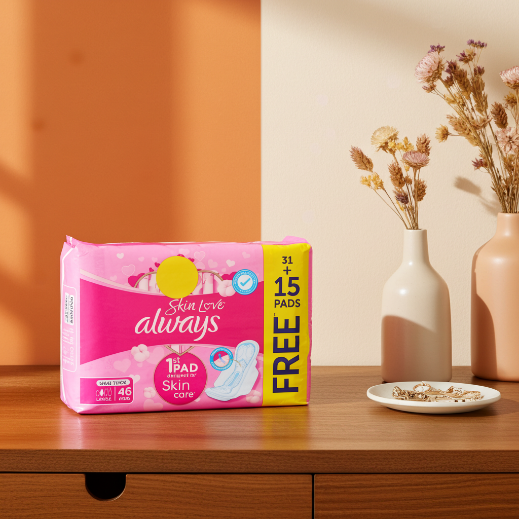 Always Pink Skin Love Sanitary Pads 46 Pads – Skin-Friendly Protection with SoftDry Technology