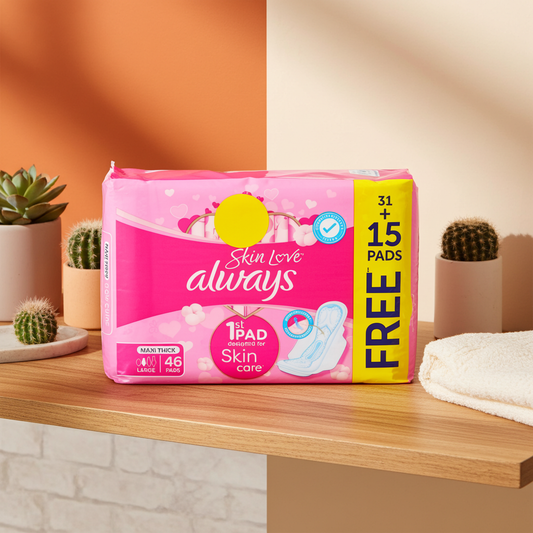 Always Pink Skin Love Sanitary Pads 46 Pads – Skin-Friendly Protection with SoftDry Technology