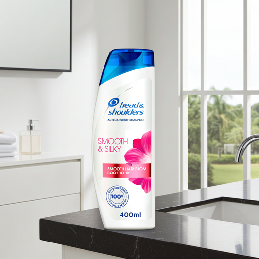 Head & Shoulders Smooth & Silky Anti-Dandruff Shampoo 400ml – Flake-Free, Silky Smooth Hair