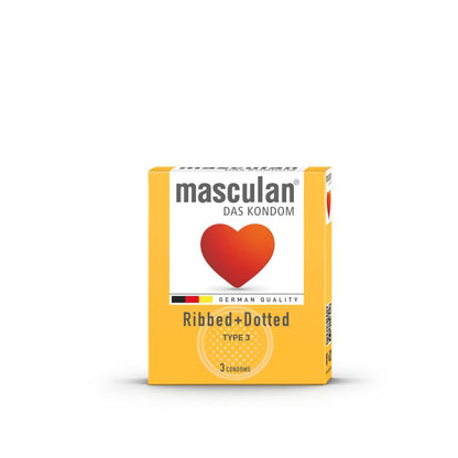 Masculan Type 3 Ribbed & Dotted Condoms – 3 Pack