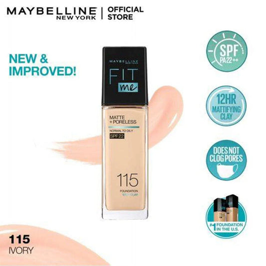 Maybelline Fit Me Matte + Poreless Liquid Foundation 115 Ivory 30ml