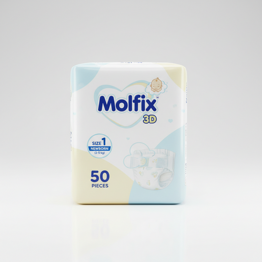 Molfix 3D Newborn Baby Diapers Size 1 (2-5 kg) – 50 Pieces