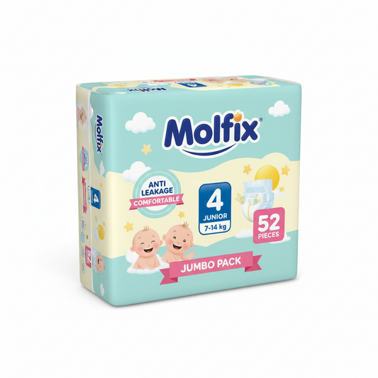 Molfix Baby Diapers Jumbo Size 4 (7-14 kg) – 52 Pieces