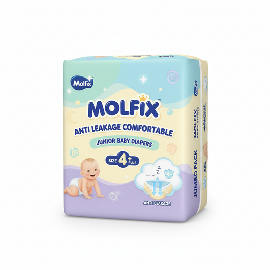 Molfix Baby Diapers Jumbo Size 4+ (9-20 kg) – Anti-Leakage