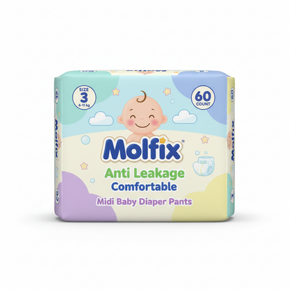 Molfix Baby Pants Midi Size 3 (6-11 kg) – 60 Pieces