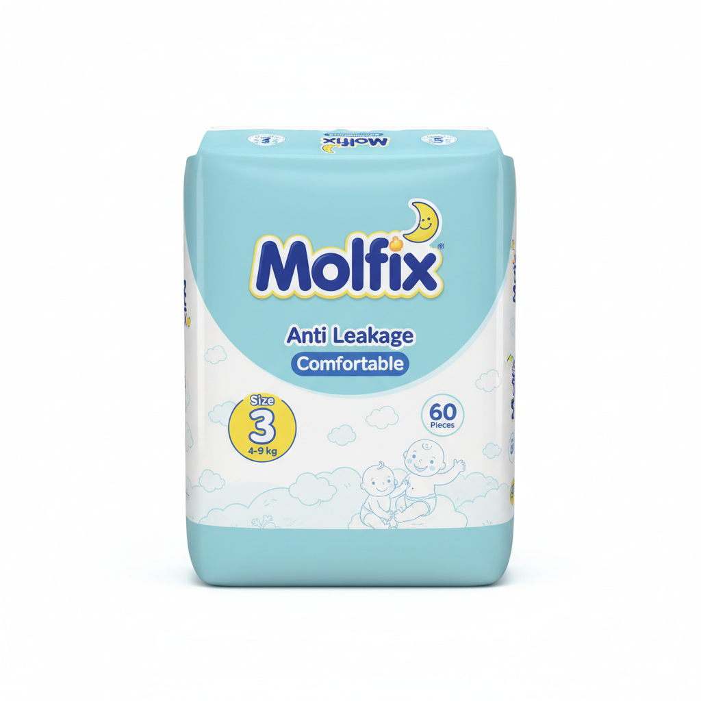 Molfix Natural Baby Diapers Midi Size 3 (4-9 kg) – 60 Pieces