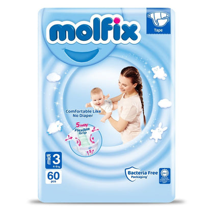 Molfix Natural Baby Diapers Midi Size 3 (4-9 kg) – 60 Pieces