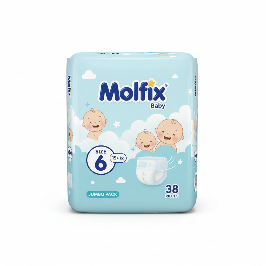 Molfix Baby Diapers Jumbo No. 6 (15+ kg) – 38 Pieces