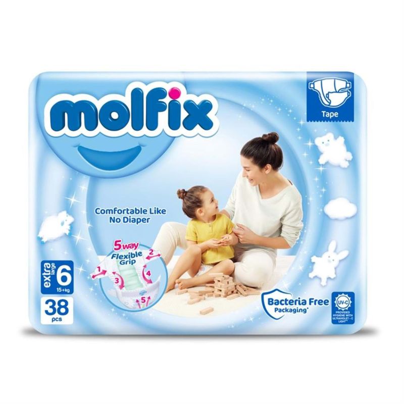 Molfix Baby Diapers Jumbo No. 6, 38 Pieces