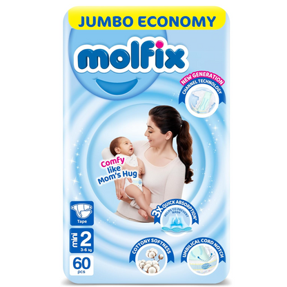 Molfix Baby Diapers Mini Size 2 (3-6 kg) – 34 Pieces