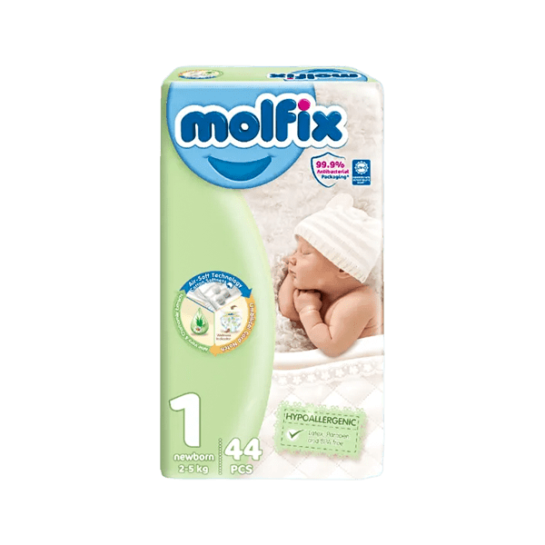 Molfix Baby Diapers Newborn Size 1 (2-5 kg) – 44 Pieces
