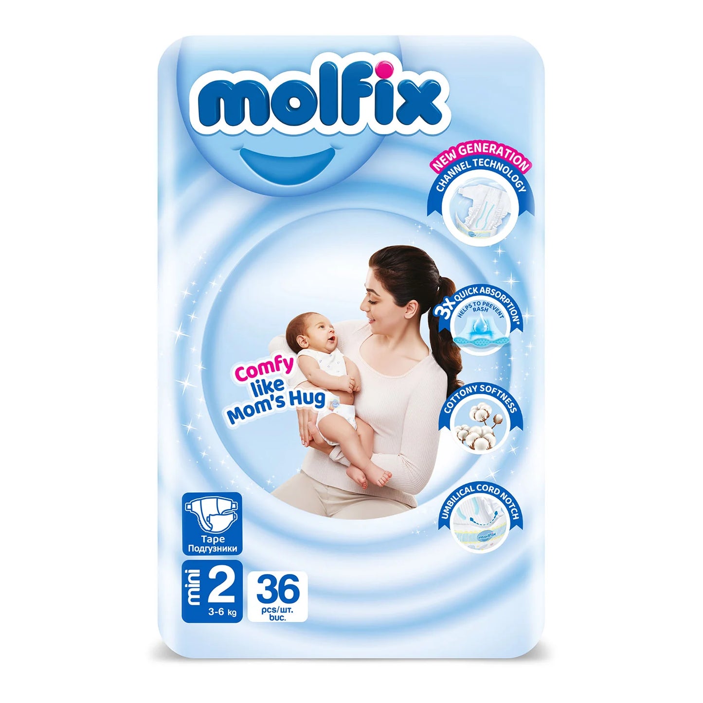 Molfix Baby Diapers Size 2 (3-6 kg) – 36 Pieces