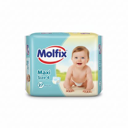 Molfix Baby Diapers Maxi Size 4 (9-14 kg) – 27 Pieces