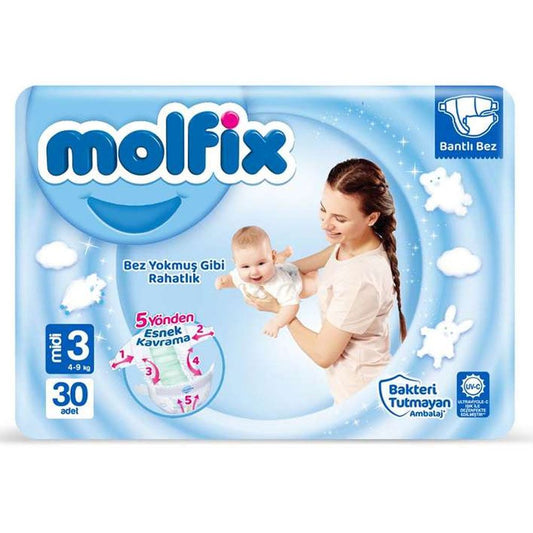 Molfix Baby Diapers Midi Size 3 (4-9 kg) – 30 Pieces