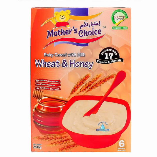 Mother's Choice Baby Wheat & Honey Cereal With Milk 6+ Months, 250 G