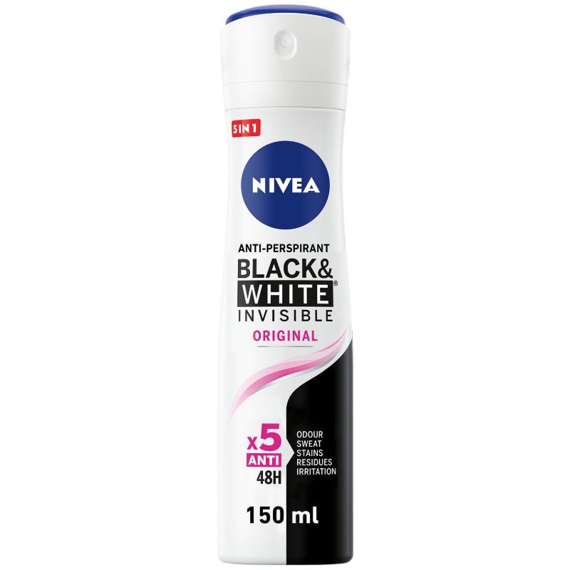 Nivea Black & White Invisible Protection Original Antiperspirant Spray for Women, 150ml