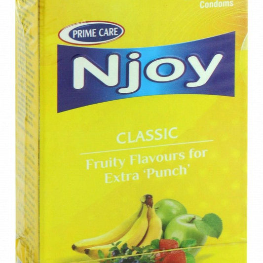 Njoy Condoms Classic Fruity Flavour, 12 Counts