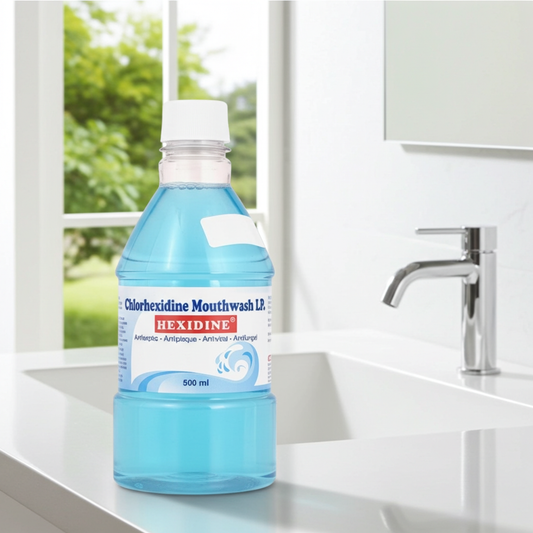 Hexidine Chlorhexidine Gluconate 0.2% Antiseptic Mouthwash 500ml – Plaque, Gingivitis & Bad Breath Relief