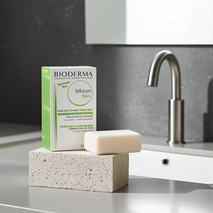 Bioderma Sebium Purifying Soap Bar for Oily & Acne-Prone Skin, 100g (1+1 Offer)