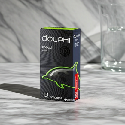 Dolphi Ribbed Condoms 12 Pieces