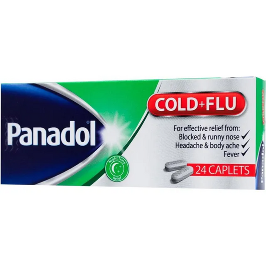 Panadol Cold + Flu Green Night Time Relief, 24 Caplets