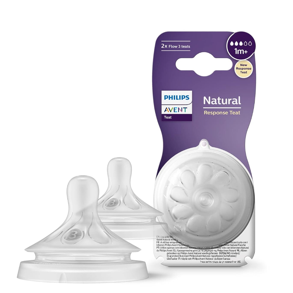 Philips Avent Flow 3 Teats Natural Response 1+Month, 2 Pieces