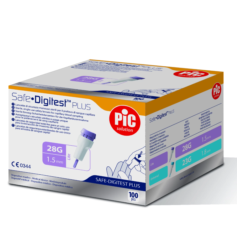 Pic Solution Safe Digitest Plus Lancet, 28g-1.5mm, 100 Pieces