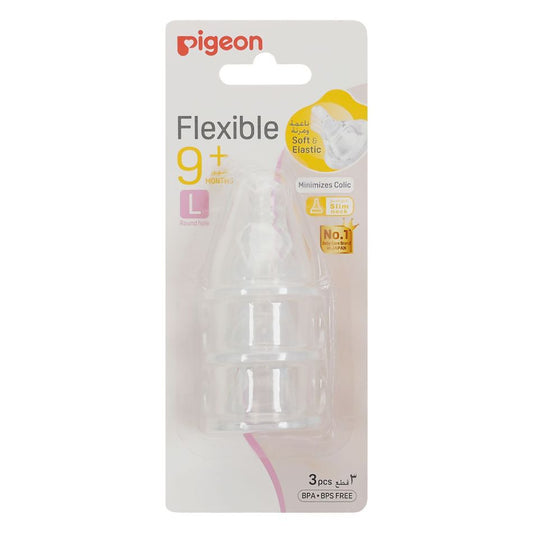 Pigeon Flexible Nipple - Large, +9 Months, 3 Pieces