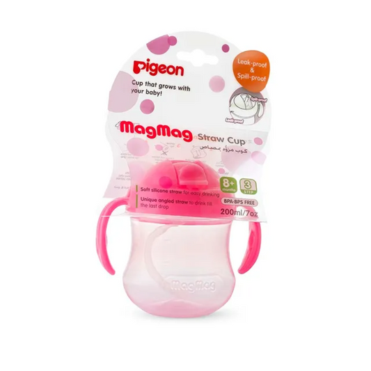 Pigeon Mag Straw Cup Pink 200ml 8+ M
