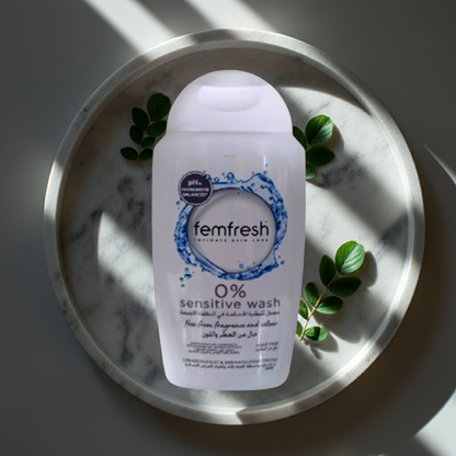 Femfresh 0% Sensitive Intimate Wash 250ml – Soap-Free, Fragrance-Free pH-Balanced Daily Care