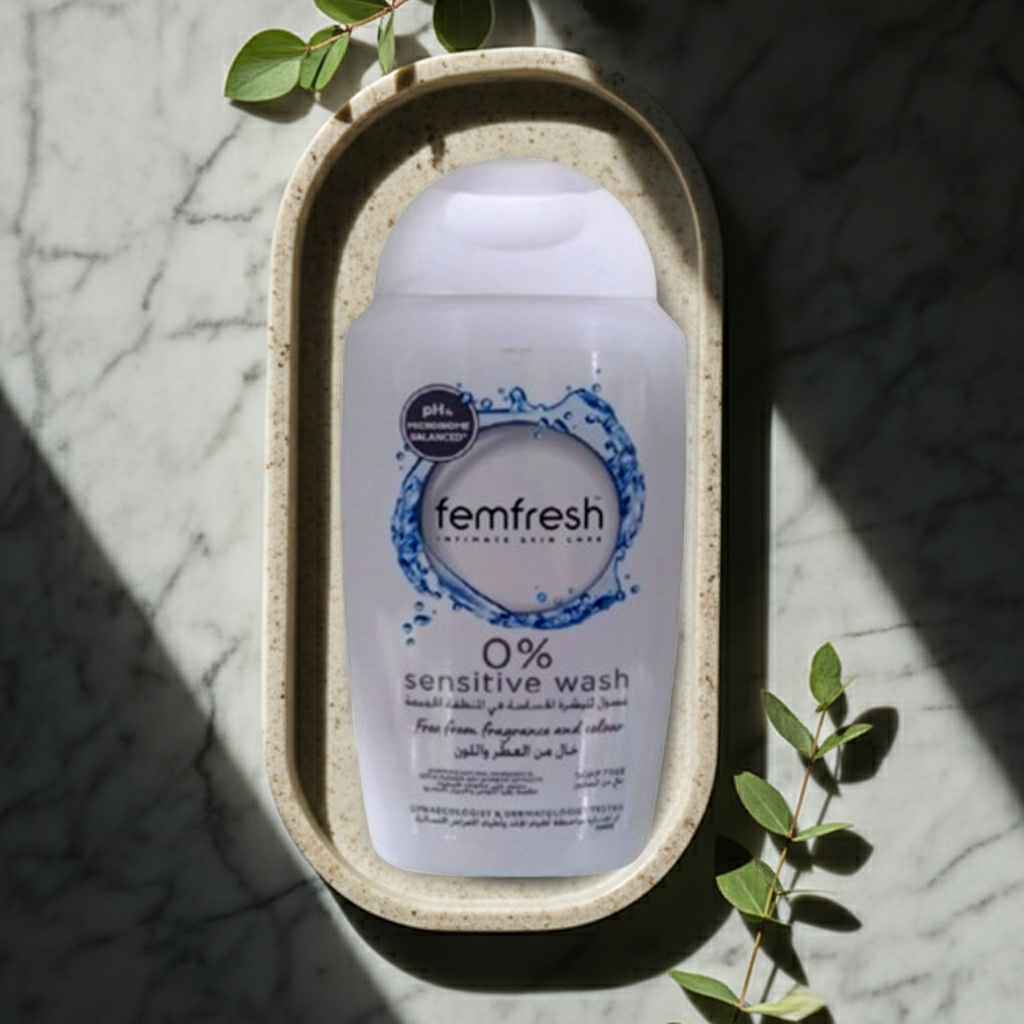Femfresh 0% Sensitive Intimate Wash 250ml – Soap-Free, Fragrance-Free pH-Balanced Daily Care