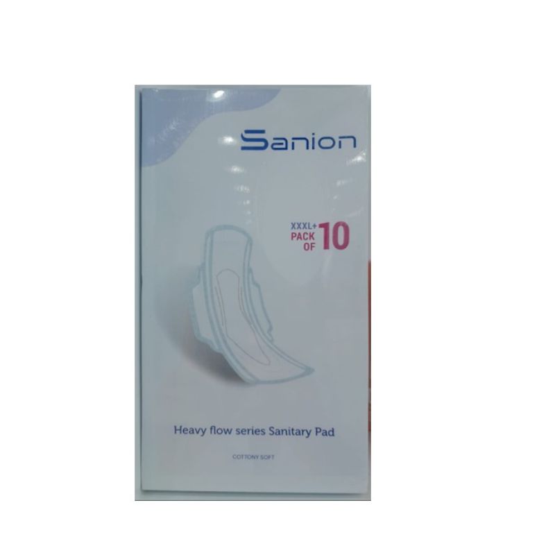 Sanion Heavy Flow Series Sanitary Pads XXXL+ 10 Pads – Maximum Overnight & Heavy Flow Protection