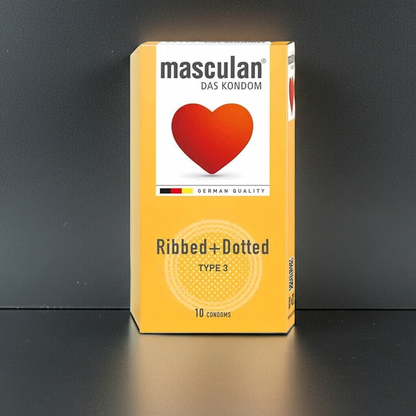 Masculan Ribbed & Dotted Condoms – 10 Pack