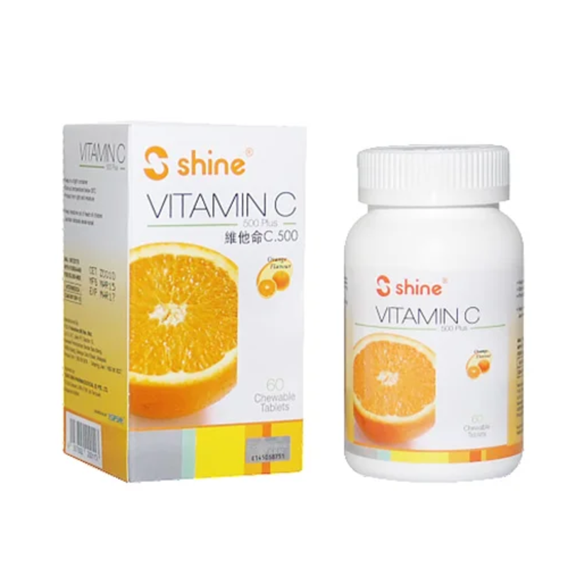 Shine Vitamin C 500 Plus Chewable Tab, 60'S