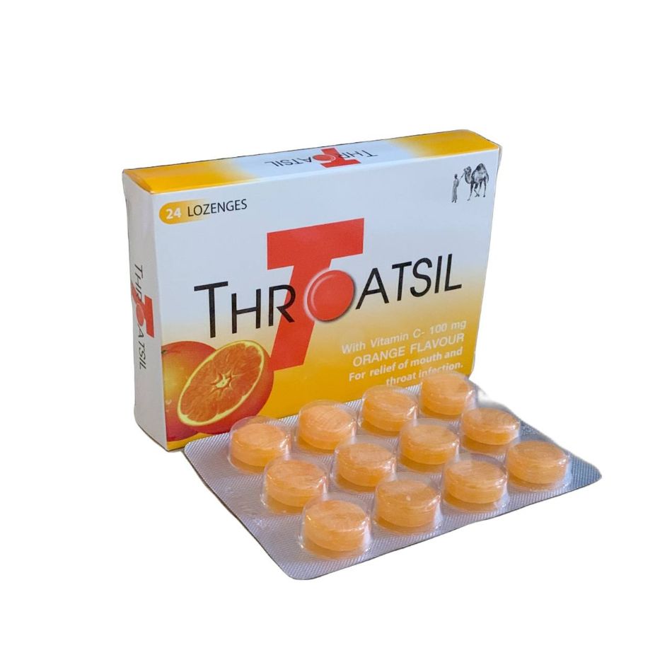 Throatsil Lozenges Orange Flavour, 24 Pieces
