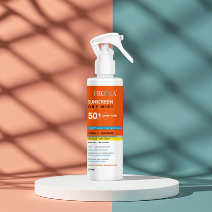 Froika Sunscreen Dry Mist SPF 50+ Transparent Spray with Vitamin C & E, 250ml